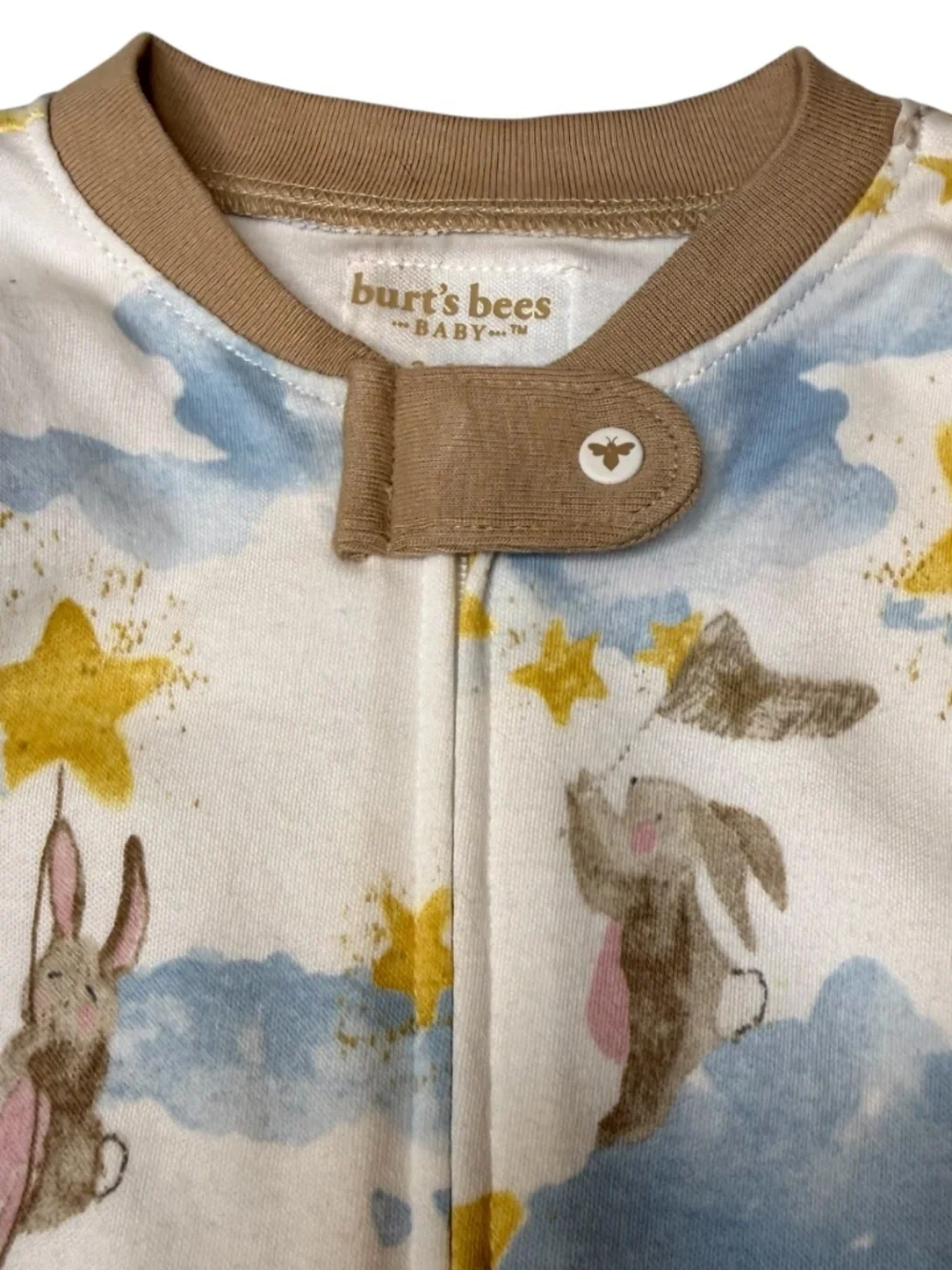 Burt's Bees Baby Moon & Stars Footed Zip Romper 3-6 Months